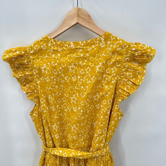 CLEOBELLA NWT Zia Organic Cotton Ruffle Tie Waist Mini Dress in Mustard // L - Picture 12 of 15